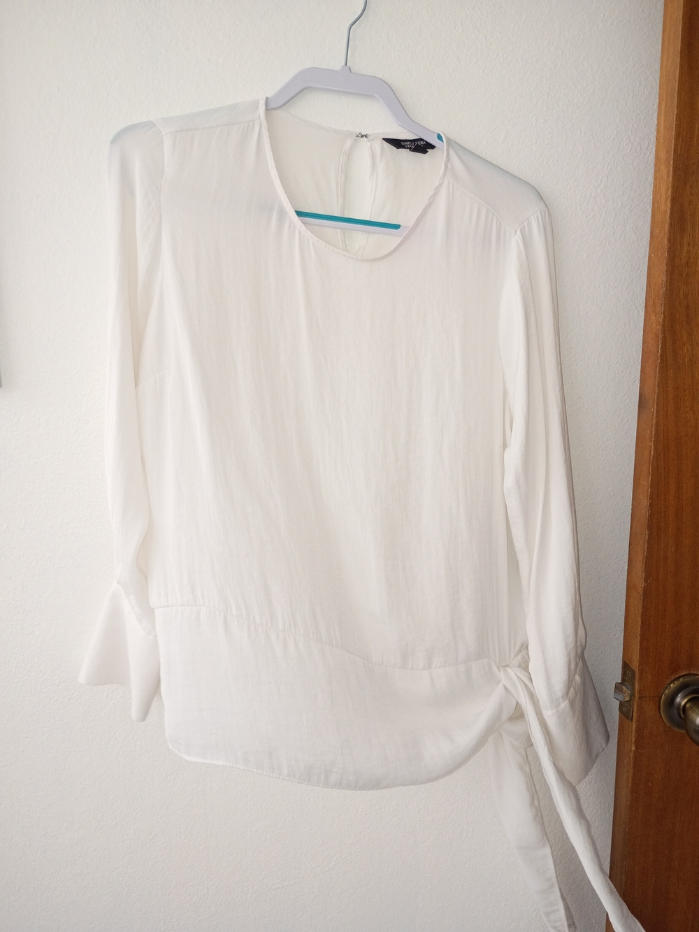 Simply Vera Vera Wang White Long-Sleeve Side-Tie Blouse